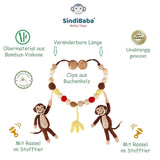 Gehäkelte Kinderwagenkette Affe CHARLIE in Braun von SindiBaba_Fair-Trade und in Handarbeit hergestellt_Übersicht