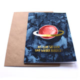 Funkelnde Klappkarte | ..Bis zum Saturn und wieder zurück!