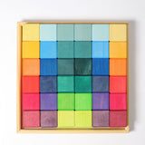 Mosaik Regenbogen | 36 Bauklötze im Holzrahmen