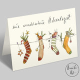 Klappkarte von Annelis Art mit Weihnachtssocken und Spruch eine wunderschöne Adventszeit
