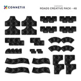Inhalt Connetix Magnetbausteine Roads Creative Pack mit 48 Teilen in Verpackung