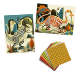 Djeco Mosaik Bastelset Metallische Dinosaurier_Inhalt