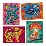 4 Motive von Mosaik Glitzer-Bastelset "Im Herzen des Dschungels" von Djeco