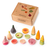 Veggies 12 handgemalte Holzgemüse von Grapat mit dekorativer Papp-Box