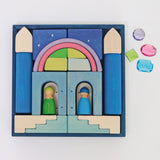 Grimms Bauwelt Polarlicht im Holzrahmen mit 4 Glitzersteinen