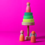 Neonfreunde Pink von Grimms mit Kleinem Scheibenturm Neongrün