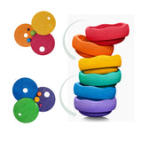 Stapelsteine in Regenbogenfarben und Kullerscheiben Warm Classic von Grimm's