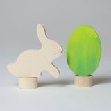 Steckfiguren Osterset mit Hase und Osterei in Batik grün von Grimm's