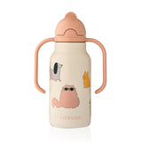 Kimmie Kinder-Trinkflasche von Liewood im Design "Cats and Dogs"