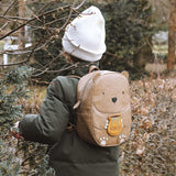 Kinderrucksack Großer Bär Karl aus veganem Leder von Little Who_Kinderrucksack mit Kind