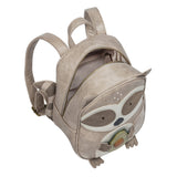 Kinderrucksack Großer Waschbär Waldemar aus veganem Leder von Little Who_Ansicht von oben in geöffneten Kinderrucksack