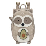 Kinderrucksack Großer Waschbär Waldemar mit Avocado-Patch