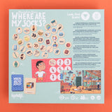 Rückseite Verpackung Londji Beobachtungsspiel Where are my socks?