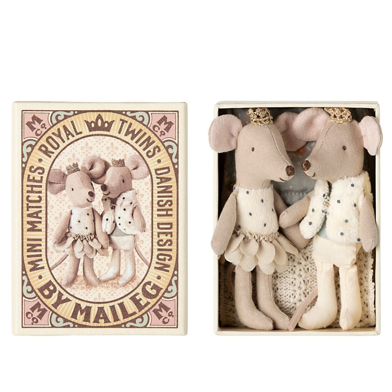 Maus - Königliche Zwillingsmäuse - in Streichholzschachtel - kleine Schwester und Bruder
