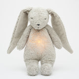 Moonie Einschlafhilfe und Kuscheltier-Hase im Farbton Organic Grau