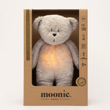 Moonie Einschlafhilfe Teddybär im Farbton Grau in Verpackung