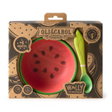 Holzschüssel und Löffel von Wally the Watermelon Set in Verpackung