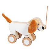 Nachziehtier Hund mit Knisterohren von small foot in Seitenansicht