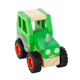 Traktor von small foot aus FSC-zertifiziertem Holz in Schrägansicht von vorne