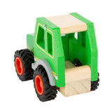 Traktor von small foot aus FSC-zertifiziertem Holz in Schrägansicht von hinten