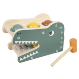 Seitenansicht von Klopfspiel "Safari" mit 3 Holzkugeln und Xylophon