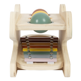 Rückseite von Klopfspiel "Safari" mit Blick auf das integrierte Xylophon