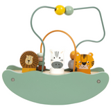 Rückansicht von Motorikschleife "Safari" mit Wippe und Tieren von small foot