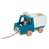 Nachzieh Fahrtzeug Kipplaster von small foot Schrägansicht