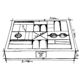 Skizze von 30 naturfarbenen Holz-Bauklötzen von Wooden Story in edler Holzbox