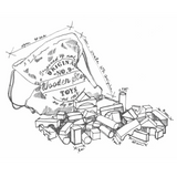 Skizze von 50 XL Holz-Bauklötzen von Wooden Story im Baumwollsack