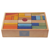 Wooden Story Set mit 63 XL Bauklötzen in Regenbogenfarbe in edler Holzbox