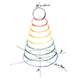Skizze von Holz Stapelturm von Wooden Story in Regenbogenfarben