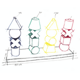 Skizze von Wooden Story Steckspiel Regenbogen aus Naturholz mit 17 Teilen