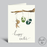 Osterkarte_Klappkarte Annelis Art_Hase mit Eiern "Happy Easter"