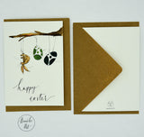 Osterkarte_Klappkarte Annelis Art_Hase mit Eiern "Happy Easter"_mit Briefumschlag