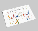 Postkarte zur Einschulung von Annelis Art_Ich bin jetzt ein Schulkind_Vorderseite