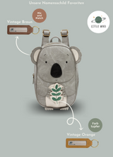 Little-Who-Rucksack-Koala-Knut-Namensschild-Vintage-Braun