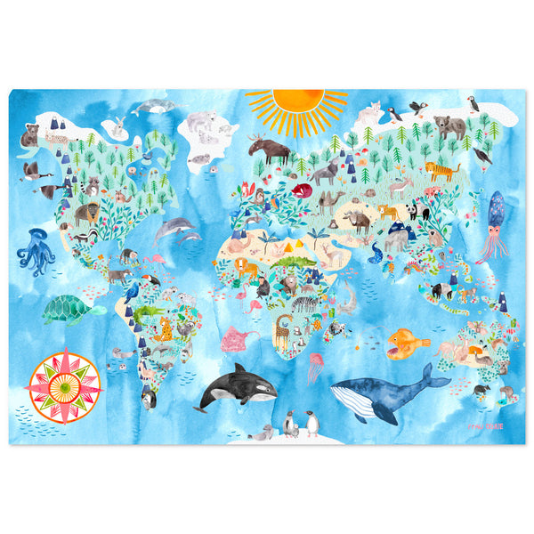Poster | Große Weltkarte der Tiere