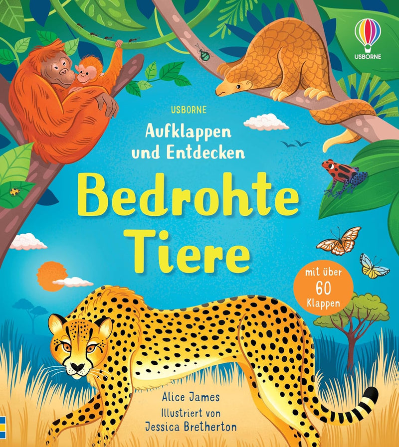 Aufklappen und Entdecken: Bedrohte Tiere von Alice James und Jessica Bretherton_Usborne Verlag_Buchcover