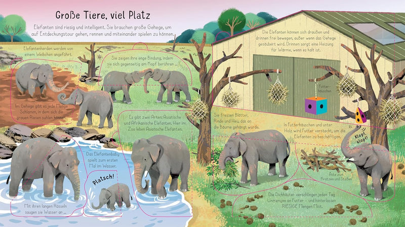 Aufklappen und Entdecken: Das Leben im Zoo von Minna Lacey und Maribel Lechuga_Usborne_Seitenansicht03