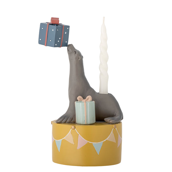 Bloomingville Mini Kerzenständer aus Seelöwe der Geschenk auf Schnauze balanciert