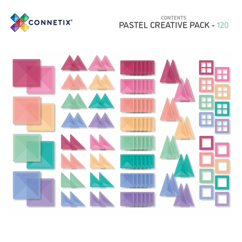 Inhalt Connetix Magnetbausteine Pastel Creative Pack 120 Teile