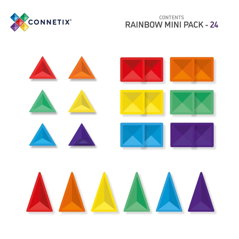 Inhalt Connetix Magnetbausteine Rainbow Mini Pack mit 24 Teilen