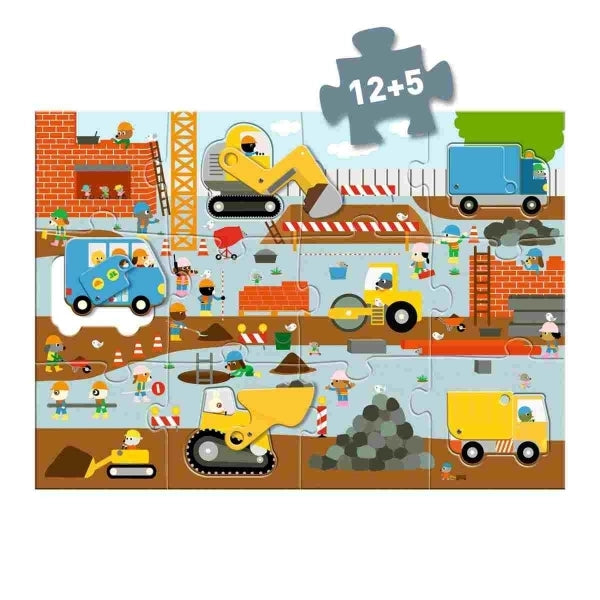 Ansicht auf Bodenpuzzle Baustelle von Djeco