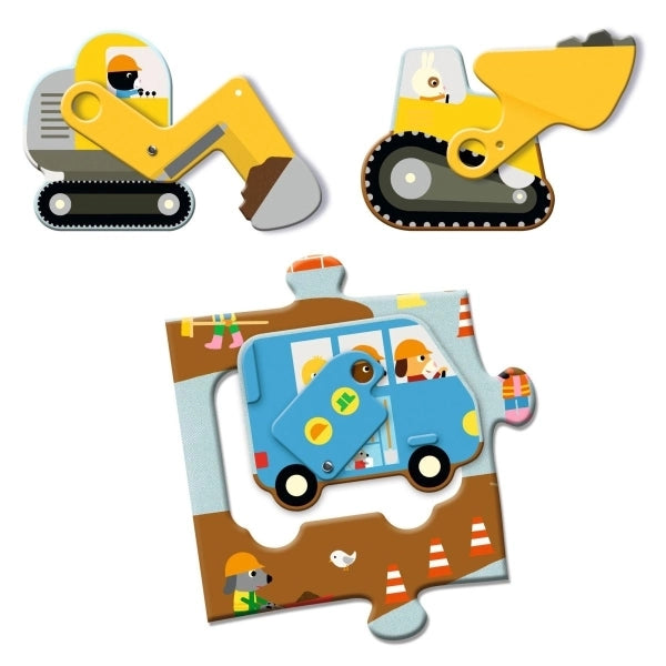 Details von Bodenpuzzle Baustelle von Djeco