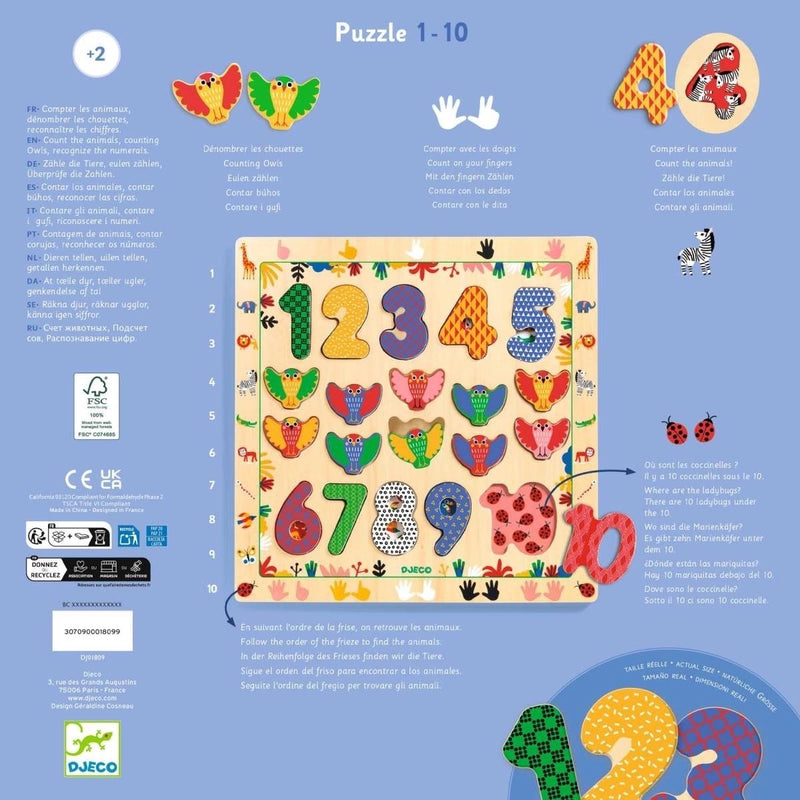 Holzpuzzle Zahlen 1 - 10 von Djeco_05