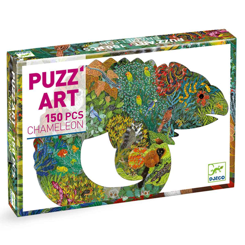 Djeco Kunstpuzzle Chamäleon 150 Teile in Verpackung