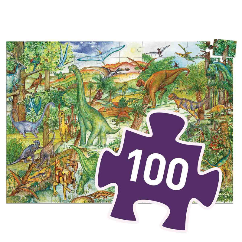 Wimmelpuzzle Dinosaurier von Djeco mit 100 Teilen