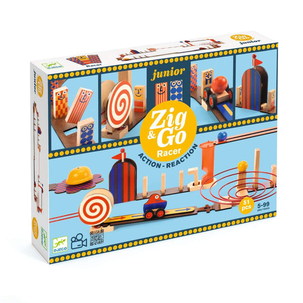 Verpackung von Aktions-Reaktions-Spiel Zig&Go Racer mit 51 Teilen von Djeco