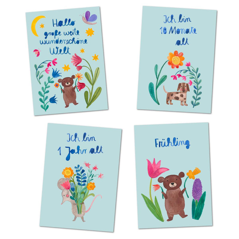 Hallo große weite wunderschöne Welt_Babymeilensteinkarten von Frau Ottilie_Beispiele